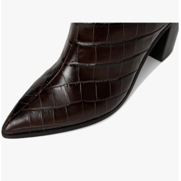 Schutz Maryana Crocodile Embossed Leather Wide Block Boots Dark Brown Sz 9 NWB - Picture 9 of 12